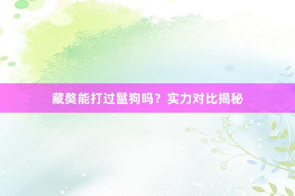藏獒能打过鬣狗吗？实力对比揭秘